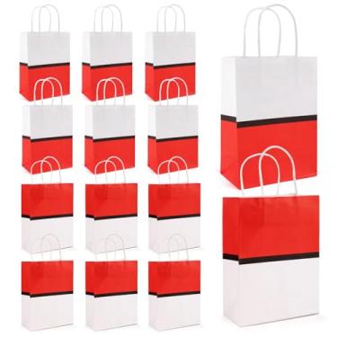 Imagem de SAVITA 12un Sacolas Lembrancinhas Festa Desenho Animado, Papel Vermelho e Branco para Presentes de Doces e Salgadinhos (2 Estilos)