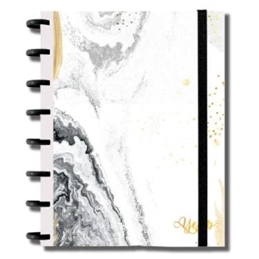 Imagem de Caderno Capa Dura Feminina Com Discos 80 Folhas Pautadas De Tamanho A4 27,5 * 20 CM (Branco)