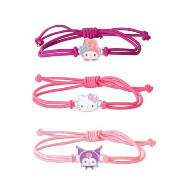 Imagem de Hello Kitty Conjunto de 3 peças de pulseiras Sanrio com pingentes Kuromi e My Melody oficialmente licenciado