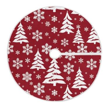 Imagem de Árvores de Natal, flocos de neve, saia de árvore de Natal, grande, decorações de árvore de Natal, 122 cm, capa de tapete de serapilheira para árvores de 1,2 m, festas de fim de ano