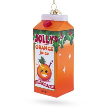 Imagem de Jolly Christmas Caixa de suco de laranja enfeite de Natal de vidro soprado