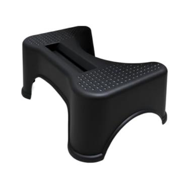 Imagem de Apoio Pés Vaso Sanitário Com Porta Celular e Antiderrapante Multiuso Branco Banquinho Vaso Sanitário(Preto com Antiderrapante)