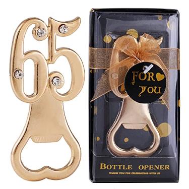 Imagem de Cesdai Pacote com 24 abridores de garrafas criativos para lembrancinhas de festa de 65 anos ou lembrancinhas de festa de 65 anos com tema preto e dourado 65 lembrancinhas de festa de aniversário para