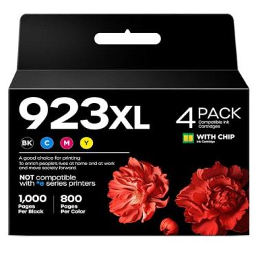 Imagem de belietop Pacote combo de cartuchos de tinta 923 923XL 923e (com chip) compatível com cartuchos de tinta HP 923 XL de substituição para HP OfficeJet Pro 8120 8123 8130 8133 impressoras - pacote com 4