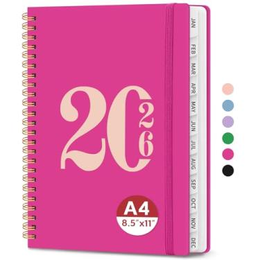 Imagem de Agenda 2026, agenda semanal e mensal, janeiro de 2026 a dezembro de 2026, agenda de calendário de capa dura 2026 com abas e bolso interno, material escolar para mulheres e homens - A4 (21,6 cm x 28 cm