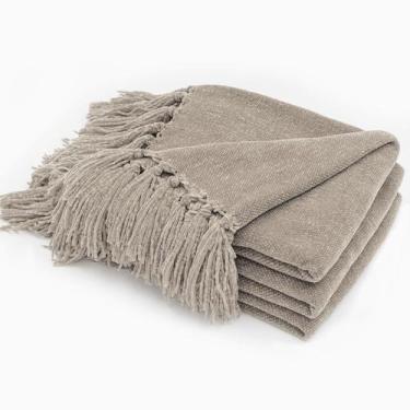 Imagem de Cobertor EVERGRACE Soft Chenille para sofá Taupe 150x200cm