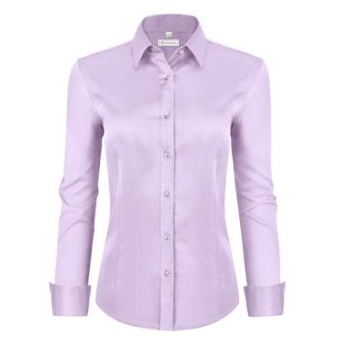 Imagem de Camisa social com botões siliteelon para mulheres lavanda