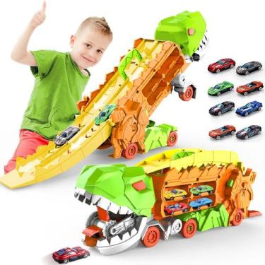 Imagem de Toy Dinosaur Ultimate Hauler Track Dufuntotoys City com 4 carros