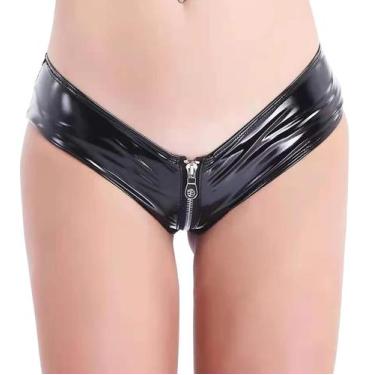 Imagem de Booty Shorts femininos FEOYA de couro PU de cintura alta, pretos