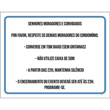 Imagem de Kit 3 Placa Senhores Moradores Respeitar Baixo Caixa 36X46