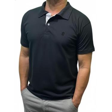 Imagem de camisa polo masculina algodão marca toqref, Preto, G
