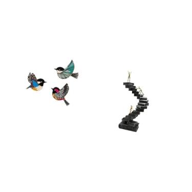 Imagem de Fenteer Pensador de Pássaros de Madeira, Arte de Parede, Figura Abstrata de Resina, Artesanato, Pássaros Voadores, Objetos Decorativos para Jardim, Sala de Es