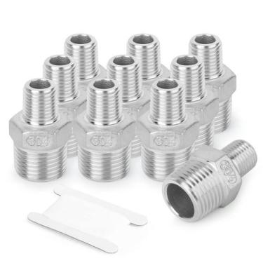Imagem de Bico hexagonal TAISHER 304 de aço inoxidável 1/2 NPT macho x 1/4 NPT m