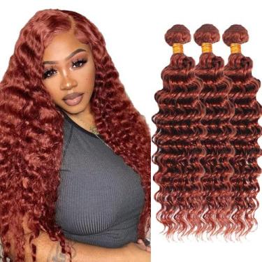 Imagem de Hair Weave HuxoWax Deep Wave Brazilian Virgin Hair 33 3 pacotes
