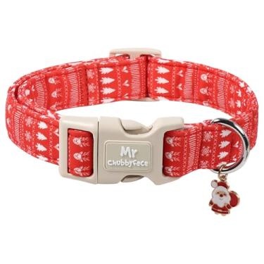 Imagem de MR.CHUBBYFACE Coleira xadrez de Natal, linda coleira de cachorro xadrez de Natal, leve, macia, ajustável, durável, tecido natural, colar para animais de estimação para cães pequenos, médios e grandes