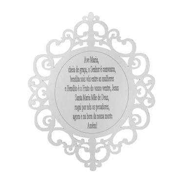 Imagem de Placa Decorativa Ave Maria Arabesco Mdf 25x20 Branco  - D'Rossi