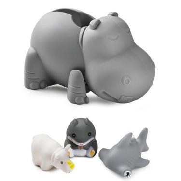 Imagem de Tampa de torneira para banheira Baby Mandoo Grey Hippo Silicone