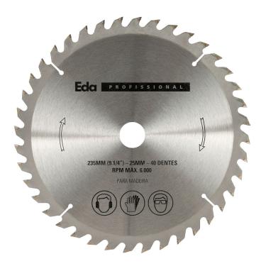 Imagem de Serra Circular Com Vidia Para Madeira 9.1/4`` X 40 D Furo 25 Mm -Eda