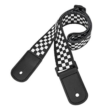 Imagem de RiToEasysports Alça de Ukulele Ajustável Com Quadrados Pretos e Brancos - Acabamento Fino, Portátil, Evita Escorregões - para Guitarra Havaiana de 4 Cordas Presente Maravilhoso para Amantes de Ukulele