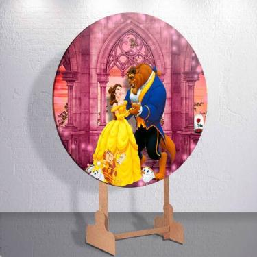 Imagem de Decoração infantil festa com painel redondo capa Fera princesa Bela ta