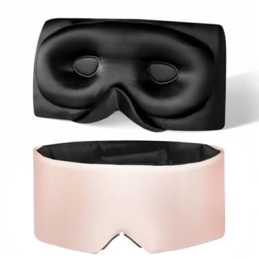 Imagem de USlixury Máscara de dormir de seda, máscara de dormir contornada 3D, máscaras de sono para mulheres com asa de nariz, máscara de olho de seda 100% pura amoreira, máscara de dormir antiderrapante que