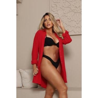 Imagem de Chemise Saída Praia Com Bolso Moda Feminina Verão-Feminino