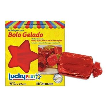 Imagem de Embalagem Laminada Para Bolo Gelado 20X22 Com 100 U Vermelho