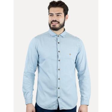Imagem de Camisa Dudalina Masculina Milano Essentials Lisa Azul Jeans Claro-Masculino