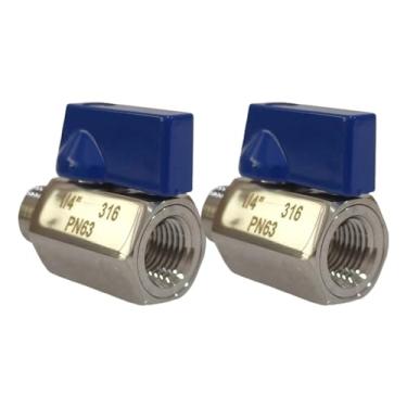 Imagem de EastVAC 2 peças de válvula esférica de 1/10.2 cm, válvula de esfera NPT forjada de aço inoxidável 304 para água, óleo e gás com interruptor de desligamento de alça longa