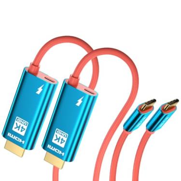 Imagem de QCEs Cabo USB C para HDMI para Switch NS/OLED, pacote com 2 cabos adaptadores de TV HDMI 4K com carregamento de 1,5 m, compatível com Nintendo Switch Dock, Steam Deck, iPhone 15, Galaxy S23