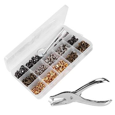 Imagem de Kit de alicate de rebite de dupla face, 240 conjuntos de rebites de couro, 3 tamanhos de pinos duplos com kit de ferramentas de configuração de alicate para consertos de artesanato em couro, rebites