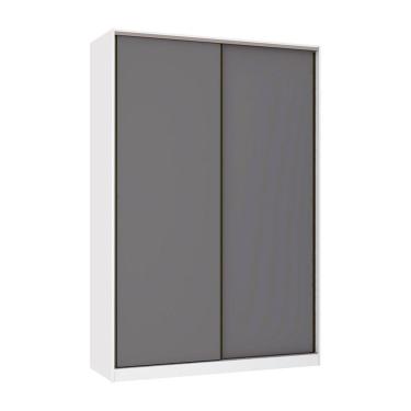 Imagem de Guarda Roupa 2 Portas De Correr 159cm Branco Com Cinza Puro