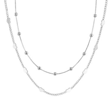 Imagem de VIRENZA Kit 2 Colares Bolinha + Mini Corações Folheado Prata 925