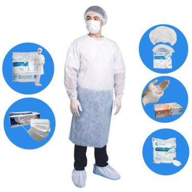 Imagem de Luva latex "m" com pó c/100 ssplus + máscara branca c/50 + touca branc