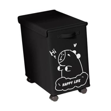 Imagem de DimyFew Carrinho de utilidades embaixo da mesa, cesto de roupa suja com tampa e rodas, organizador prático, carrinho móvel com rodinhas para casa, sala de, Black Capybara L