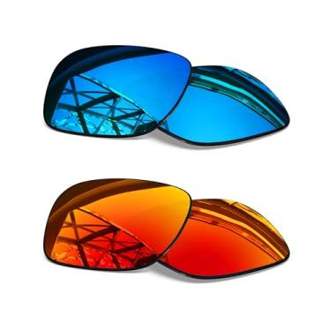 Imagem de SmartVLT Lentes de substituição masculinas para Oakley Fuel Cell OO9096 Óculos de sol - Mais opções, Ice Blue & Fire Red, One Size