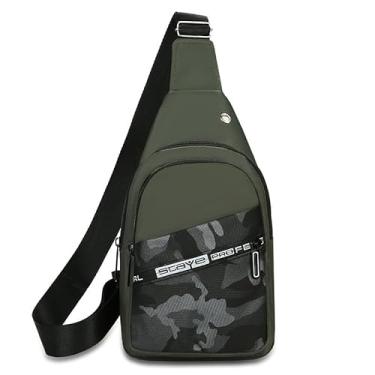 Imagem de Bolsa tiracolo masculina casual bolsa de ombro mochila de peito alça ajustável bolsa de cintura para viagens ao ar livre caminhadas, Verde
