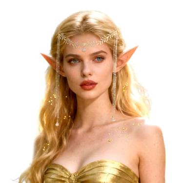 Imagem de JeVenis Fantasia de elfo renascentista, luvas, renascentista, cabeça renascentista, coroa de fada, faixa de cabeça, orelhas de elfo, elfo da floresta (ouro 1)