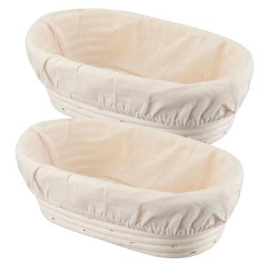 Imagem de Cesta à prova de pão Dimpola Banneton Oval de 25 cm, conjunto de 2