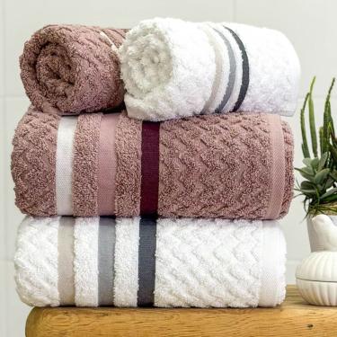 Imagem de Jogo De Toalha Banhão Trento 4 Peças 100% Algodão Branco-azaleia