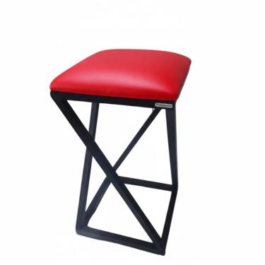 Imagem de Banqueta Baixa Ideal Para Casa Apartamento Lanchonetes Bar Reforçada Resistente Vermelho