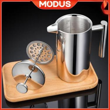 Imagem de Prensa Francesa Cafeteira Café Leite Creme Chá Filtro Inox 600ML Aço I