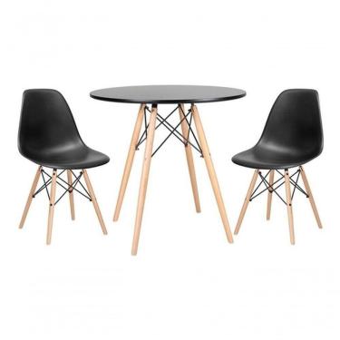 Imagem de Kit Mesa Jantar Eiffel 80cm Preta + 2 Cadeiras Eames Eiffel
