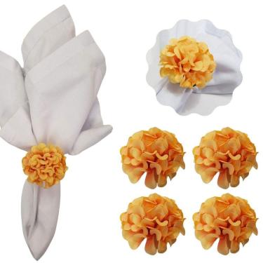 Imagem de Kit 4 Porta Guardanapo Mimosa Flor Crisântemo amarelo