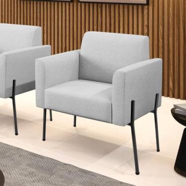 Imagem de Poltrona Pé de Ferro Preto para Consultório Marisa Linho Cinza - DRoss