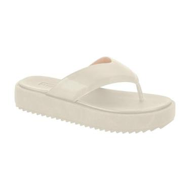 Imagem de Chinelo Tamanco Feminino Moleca Flatform Dedo Tira Asa Delta, Branco o