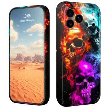 Imagem de CGFGHHUY Capa para iPhone 17 Pro Max, leve, macia, à prova de choque, capa protetora com design de caveiras de gelo e fogo para iPhone 17 Pro Max 6,9 polegadas 2025