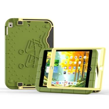 Imagem de Merocab Capa para iPad 10.2 2021/2020/2019 com protetor de tela, capa infantil para iPad 10.5 2018 com suporte à prova de choque, capa para tablet de 9ª/8ª/7ª geração para crianças (verde oliva)