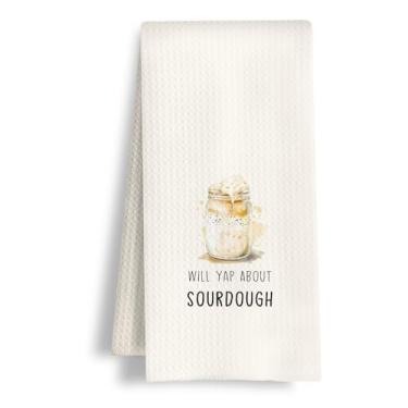 Imagem de HSIASHENG Toalhas de cozinha para presentes de fermento, presentes para amantes de panificação, toalhas de chá, Will Yap About Sourdough Toalha de mão decorativa para padaria de cozinha, 40 x 61 cm