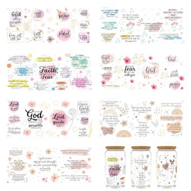 Imagem de Elewins Adesivos UV DTF - 8 folhas citações UV DTF Cup Wraps para vidro de 473 ml, decalques DIY para copos, esfregar à prova d'água em transferências para artesanato (citações engraçadas)